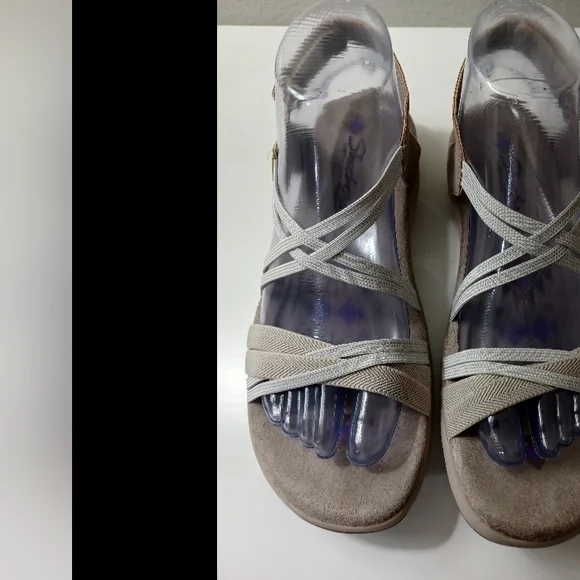 Skechers Women's Memory Foam Sandals Strappy Stretch Cushion Comfort Taupe 8 - Picture 5 of 10